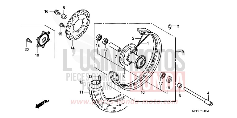 FRONT WHEEL for Shadow Aero CANDY BLAZE ORANGE (YR196) from 2010
